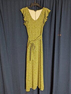 Ann Taylor Factory Floral Dress, Green/White – Size Medium Petite